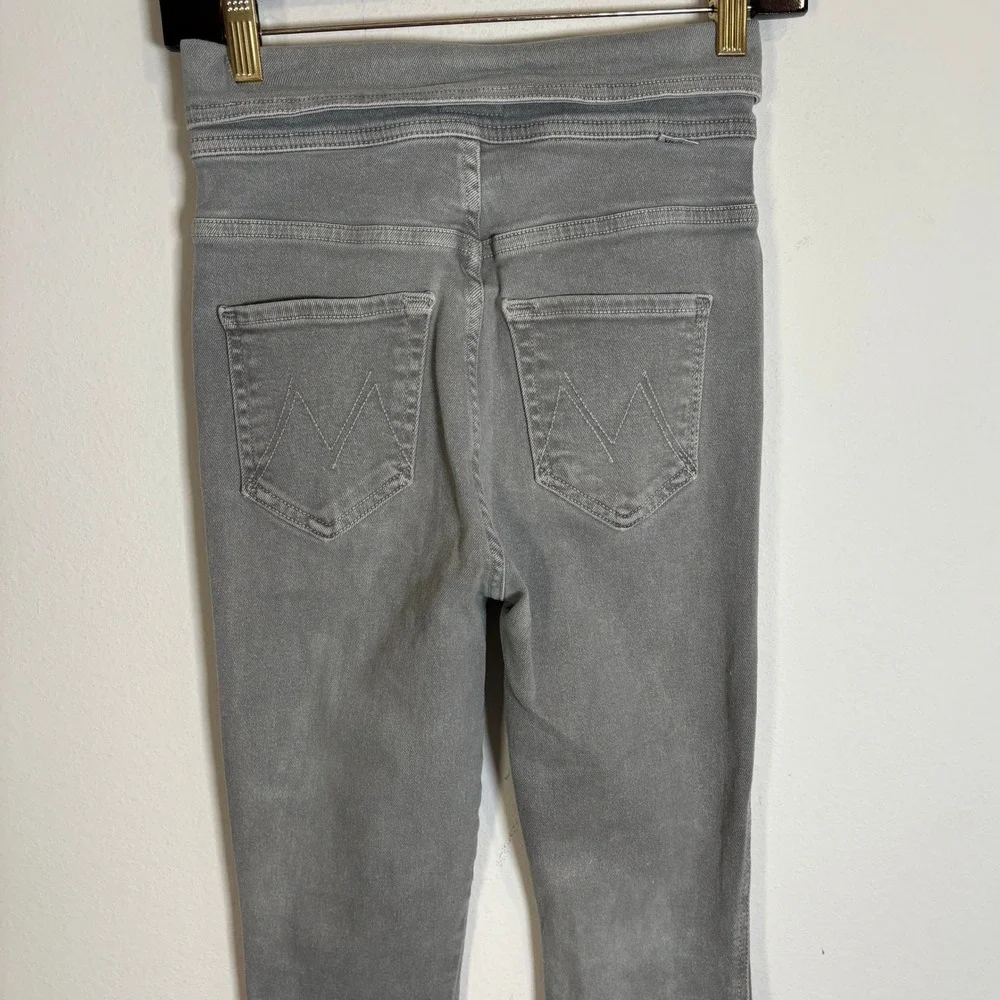 MOTHER The Swooner Exposed Snap Ankle High Waisted Jeans Gray Denim Size 24‎